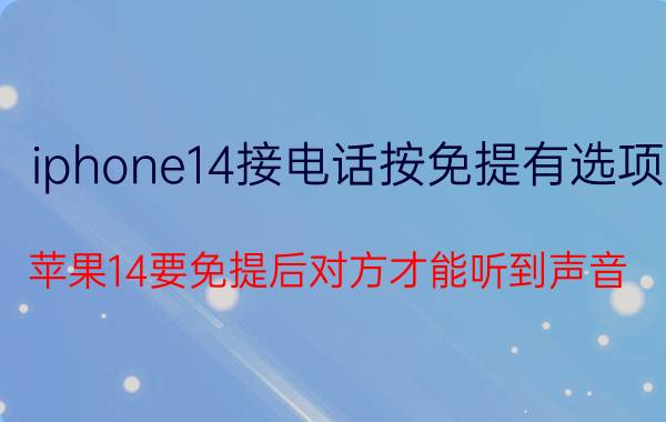 iphone14接电话按免提有选项 苹果14要免提后对方才能听到声音？